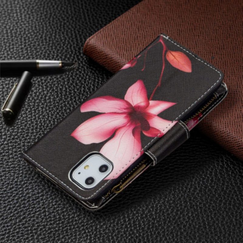 Folio Cover iPhone 11 Tasca Con Zip A Fiore