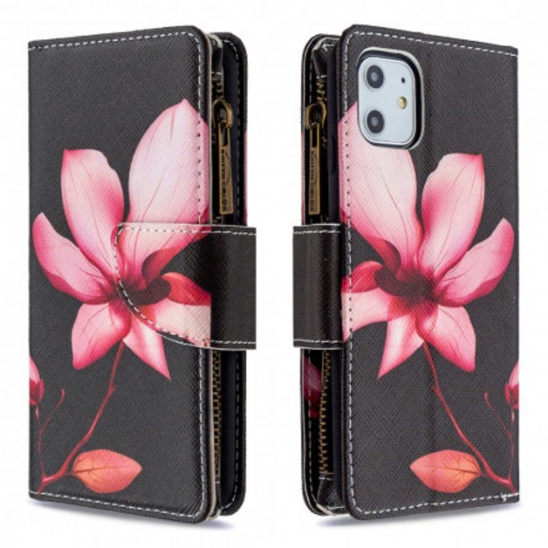 Folio Cover iPhone 11 Tasca Con Zip A Fiore