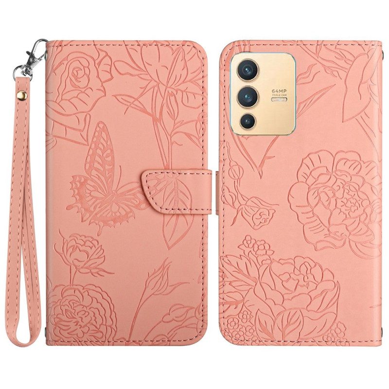 Folio Cover Vivo V23 5G Farfalla Con Cordino