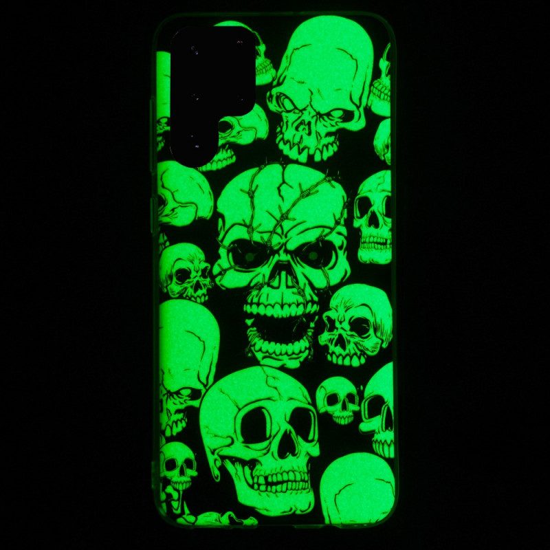 Cover Samsung Galaxy S22 Ultra 5G Attenzione Teschi Fluorescenti