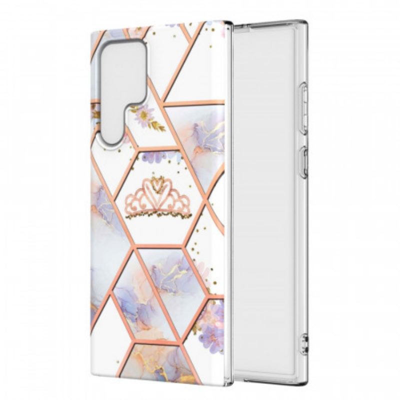 Cover Samsung Galaxy S22 Ultra 5G Corona Marmorizzata