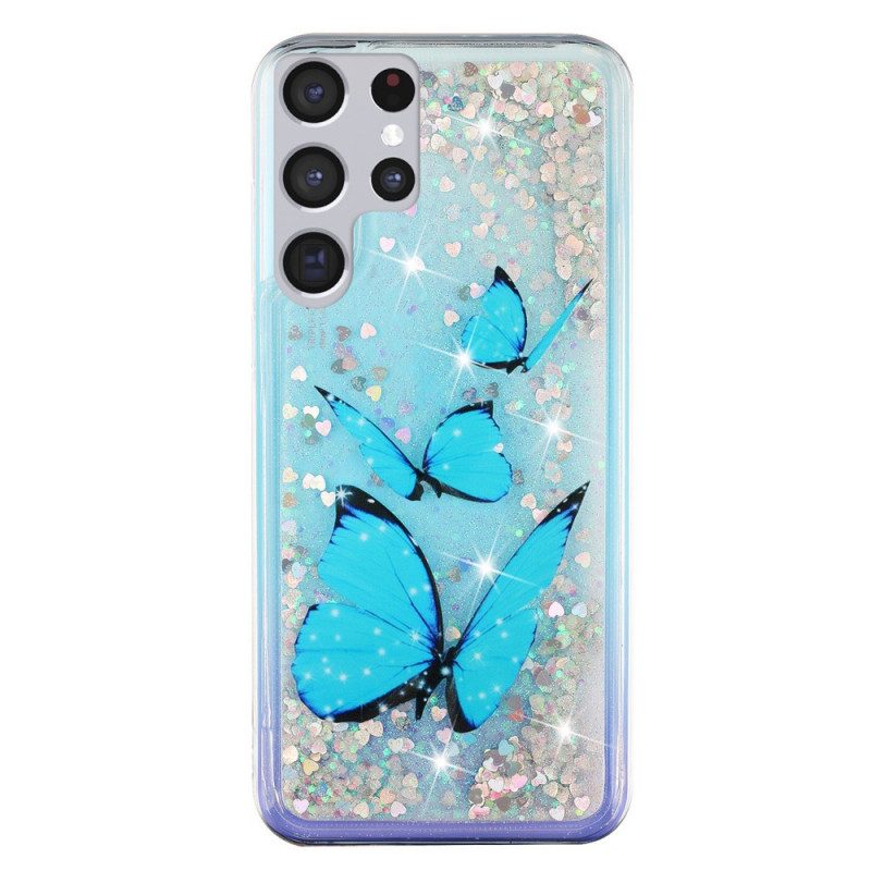 Cover Samsung Galaxy S22 Ultra 5G Farfalle Di Paillettes