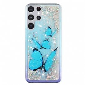 Cover Samsung Galaxy S22 Ultra 5G Farfalle Di Paillettes