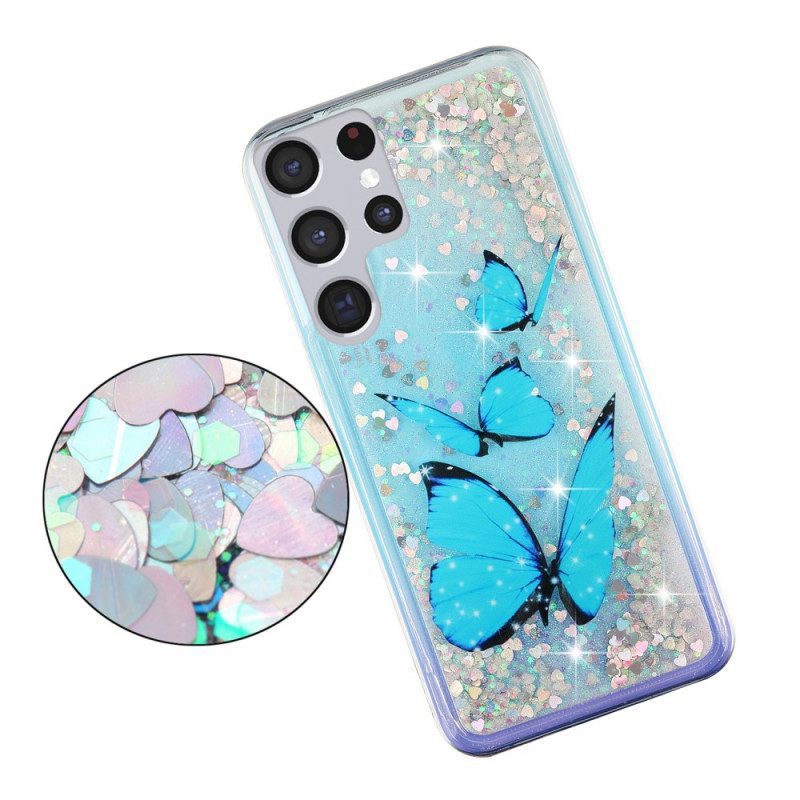 Cover Samsung Galaxy S22 Ultra 5G Farfalle Di Paillettes