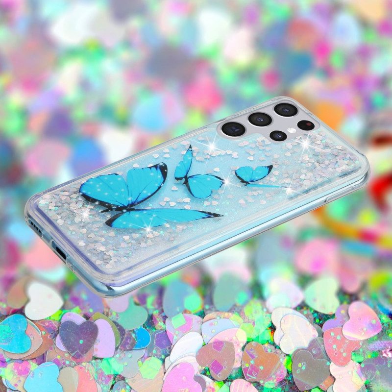 Cover Samsung Galaxy S22 Ultra 5G Farfalle Di Paillettes