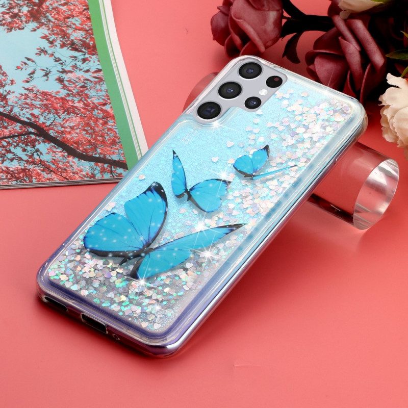 Cover Samsung Galaxy S22 Ultra 5G Farfalle Di Paillettes