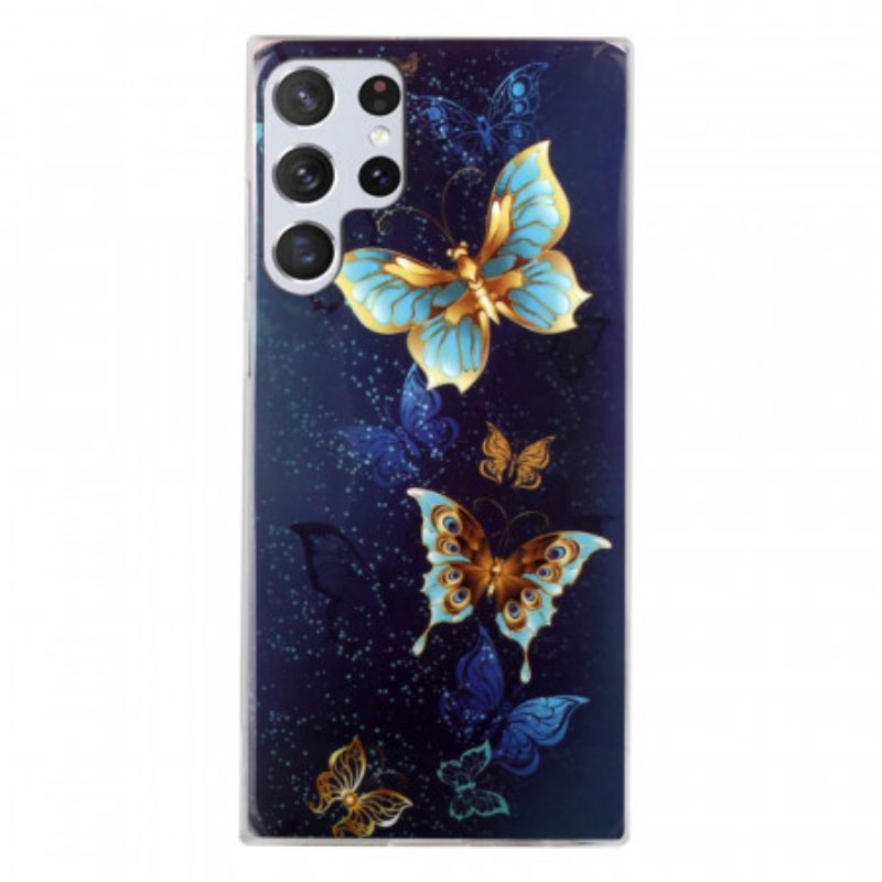 Cover Samsung Galaxy S22 Ultra 5G Farfalle Fluorescenti