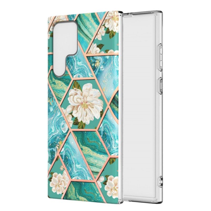 Cover Samsung Galaxy S22 Ultra 5G Floreale Marmorizzato