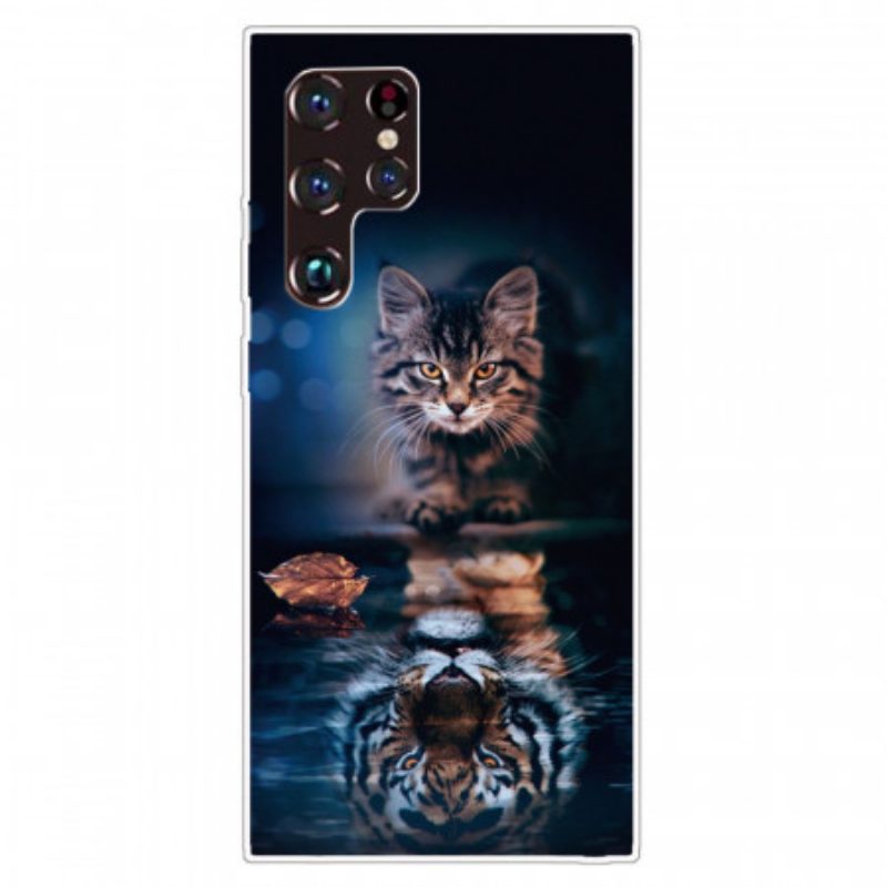 Cover Samsung Galaxy S22 Ultra 5G Riflessione Del Gatto