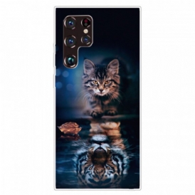 Cover Samsung Galaxy S22 Ultra 5G Riflessione Del Gatto