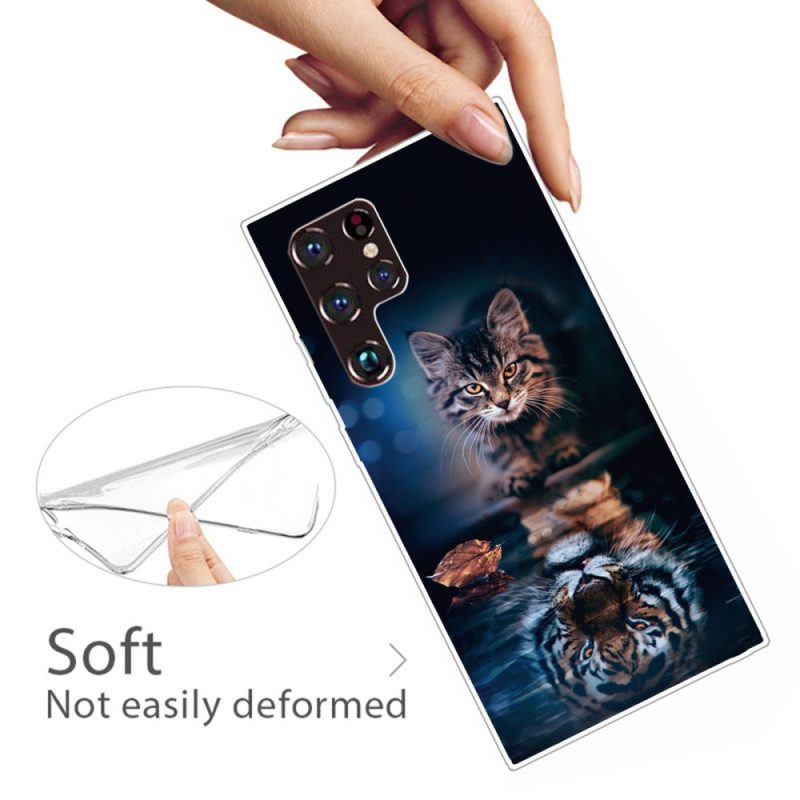 Cover Samsung Galaxy S22 Ultra 5G Riflessione Del Gatto