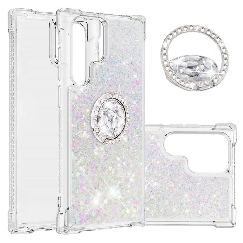 Cover Samsung Galaxy S22 Ultra 5G Staffa Ad Anello Glitterata