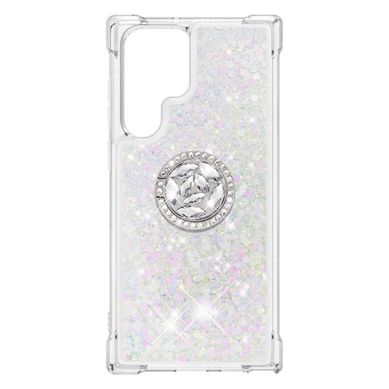 Cover Samsung Galaxy S22 Ultra 5G Staffa Ad Anello Glitterata