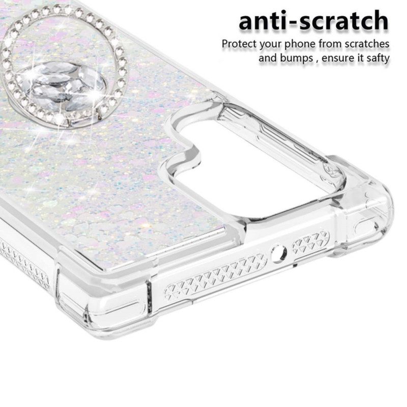 Cover Samsung Galaxy S22 Ultra 5G Staffa Ad Anello Glitterata