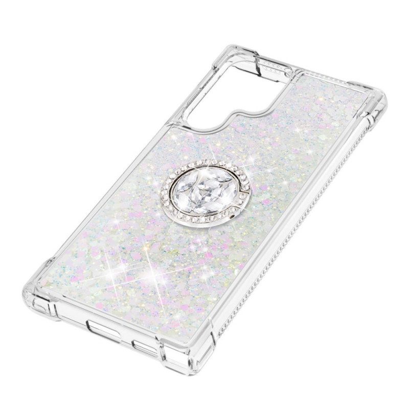 Cover Samsung Galaxy S22 Ultra 5G Staffa Ad Anello Glitterata