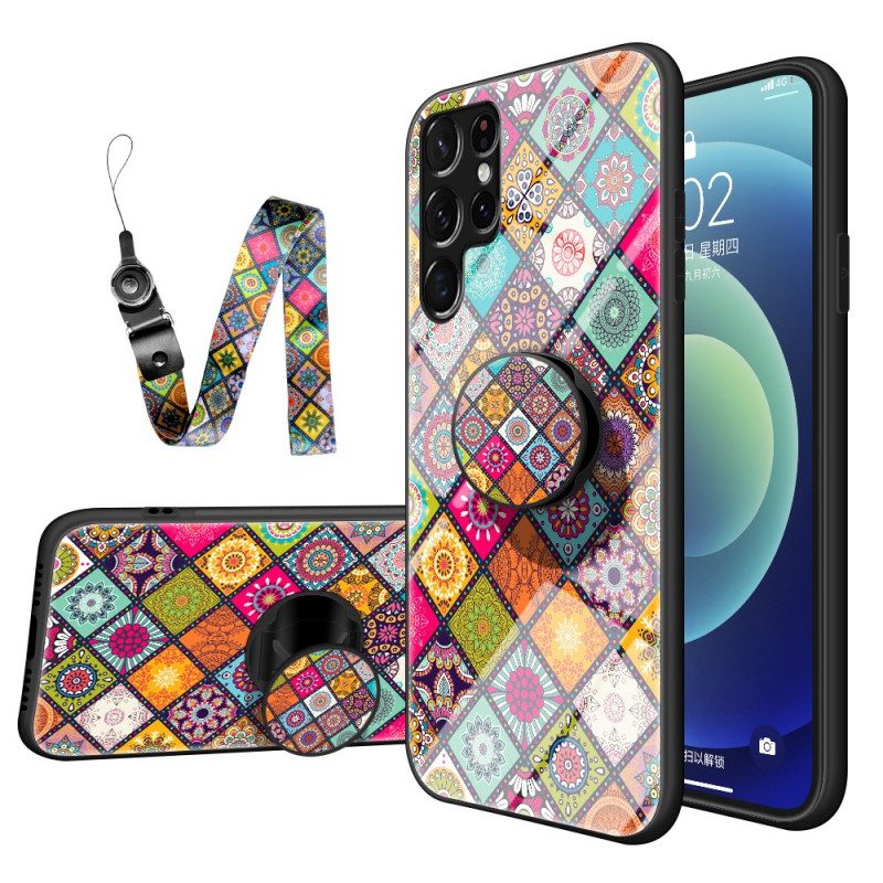 Cover Samsung Galaxy S22 Ultra 5G Supporto Magnetico Patchwork