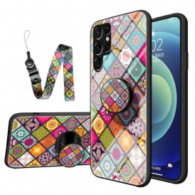 Cover Samsung Galaxy S22 Ultra 5G Supporto Magnetico Patchwork