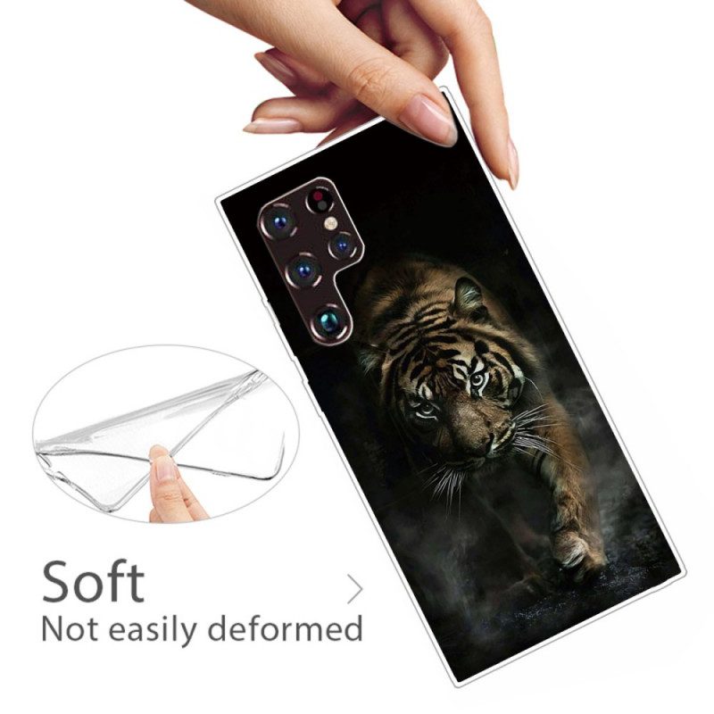 Cover Samsung Galaxy S22 Ultra 5G Tigre Flessibile