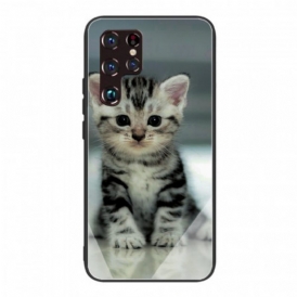 Cover Samsung Galaxy S22 Ultra 5G Vetro Temperato Gattino