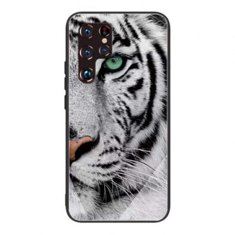 Cover Samsung Galaxy S22 Ultra 5G Vetro Temperato Tigre