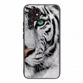 Cover Samsung Galaxy S22 Ultra 5G Vetro Temperato Tigre