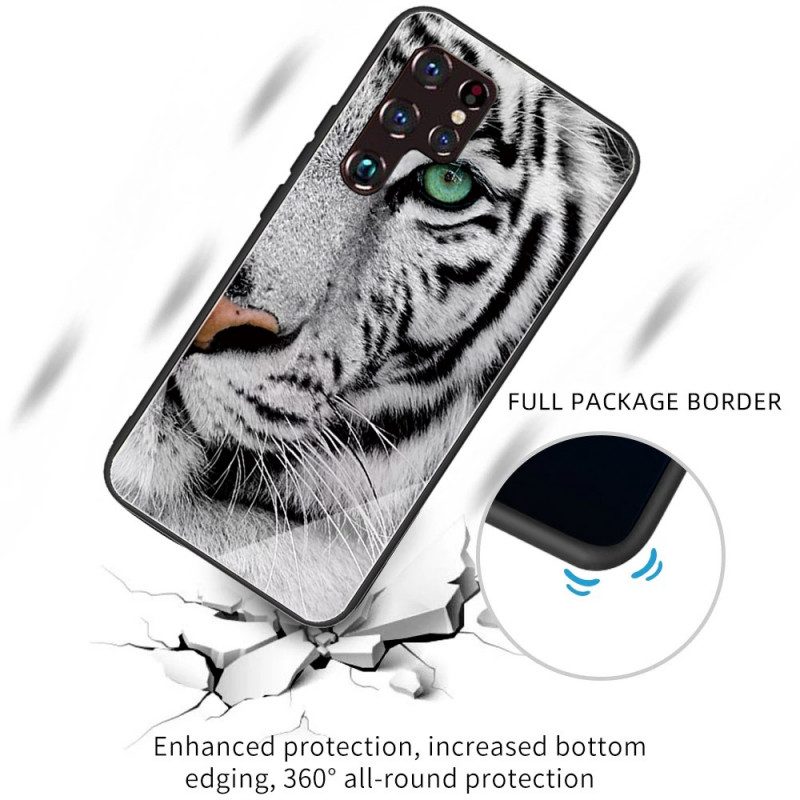 Cover Samsung Galaxy S22 Ultra 5G Vetro Temperato Tigre