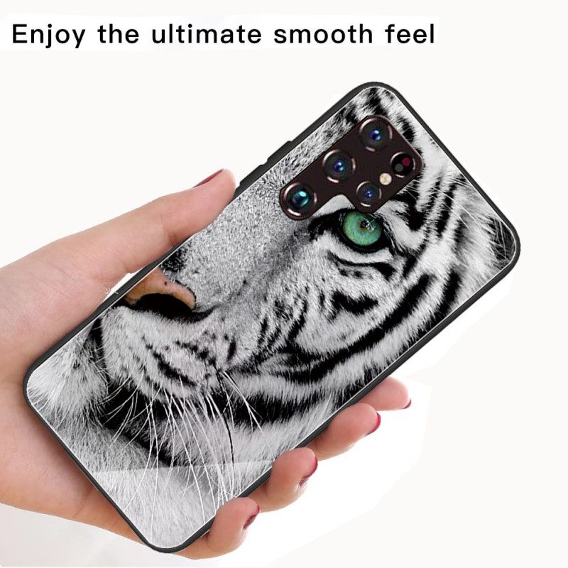 Cover Samsung Galaxy S22 Ultra 5G Vetro Temperato Tigre