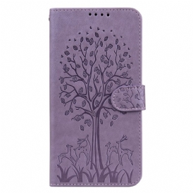 Custodia in pelle Samsung Galaxy S22 Ultra 5G Albero E Cervo