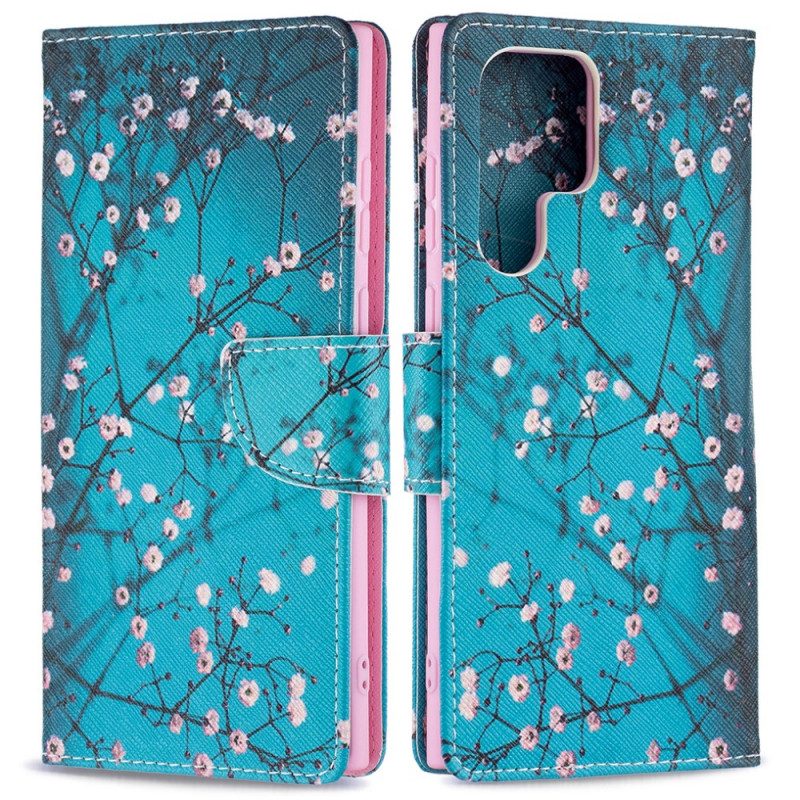 Custodia in pelle Samsung Galaxy S22 Ultra 5G Albero In Fiore