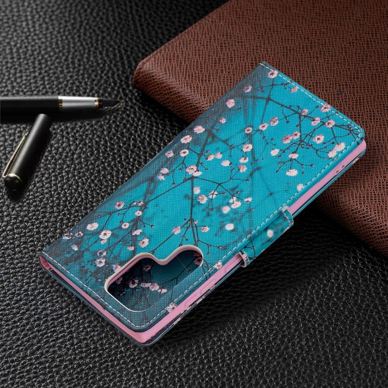 Custodia in pelle Samsung Galaxy S22 Ultra 5G Albero In Fiore