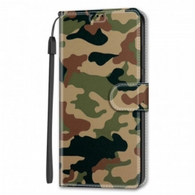 Custodia in pelle Samsung Galaxy S22 Ultra 5G Camuffamento Militare