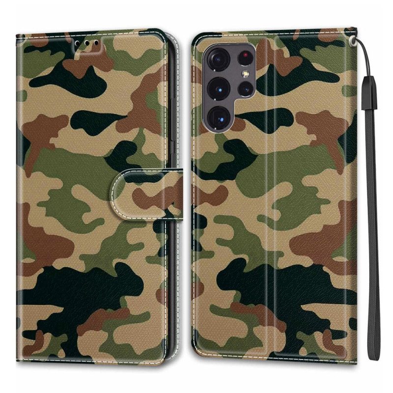 Custodia in pelle Samsung Galaxy S22 Ultra 5G Camuffamento Militare