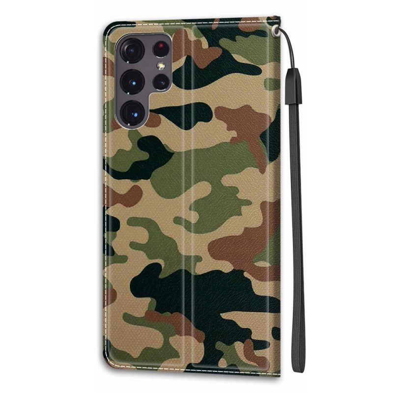 Custodia in pelle Samsung Galaxy S22 Ultra 5G Camuffamento Militare