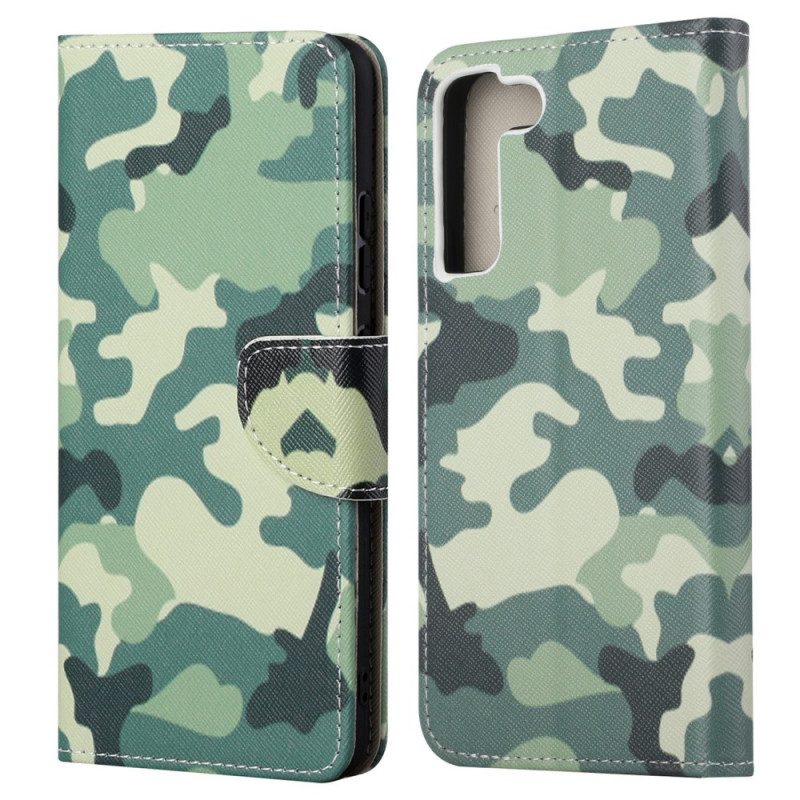 Custodia in pelle Samsung Galaxy S22 Ultra 5G Camuffamento Militare