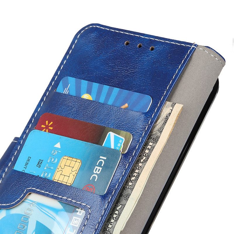 Custodia in pelle Samsung Galaxy S22 Ultra 5G Cuciture Lucide E Visibili