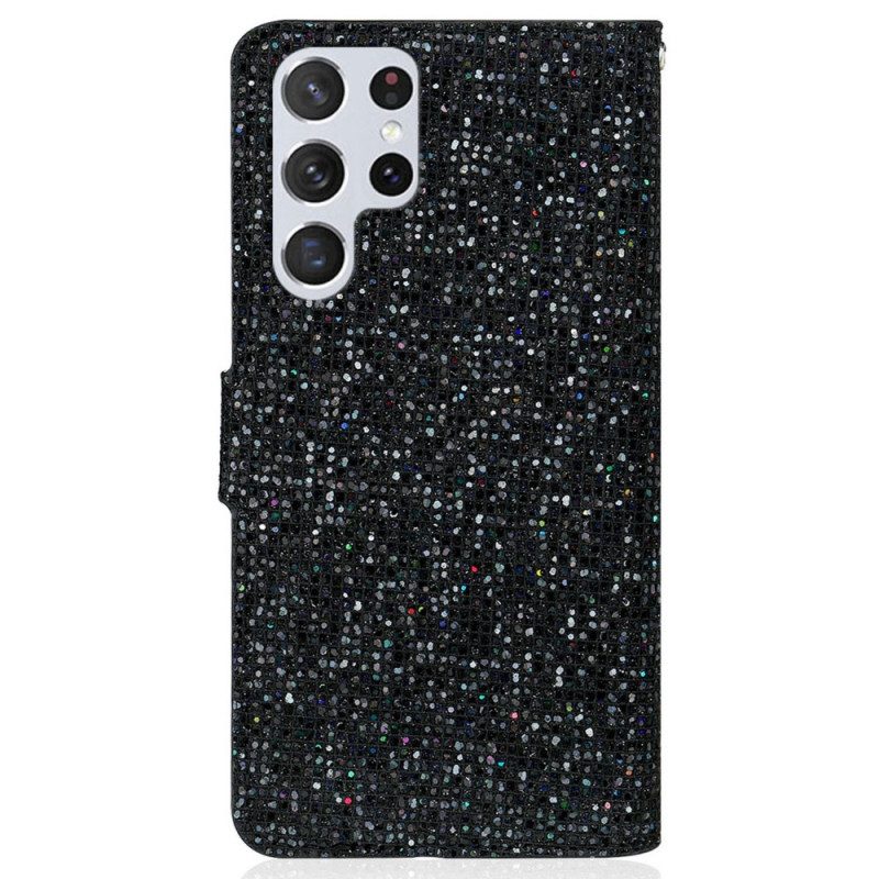 Custodia in pelle Samsung Galaxy S22 Ultra 5G Design A S Con Paillettes