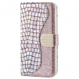 Custodia in pelle Samsung Galaxy S22 Ultra 5G Diamanti Coccodrillo