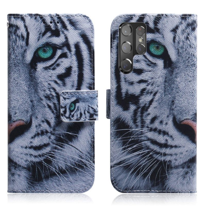 Custodia in pelle Samsung Galaxy S22 Ultra 5G Faccia Da Tigre