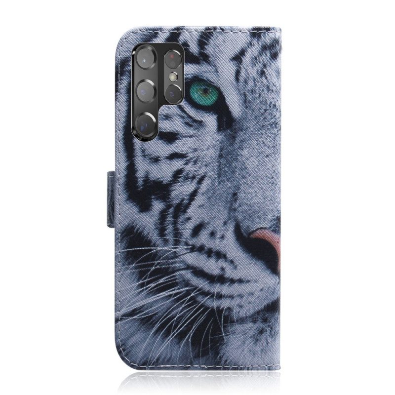 Custodia in pelle Samsung Galaxy S22 Ultra 5G Faccia Da Tigre