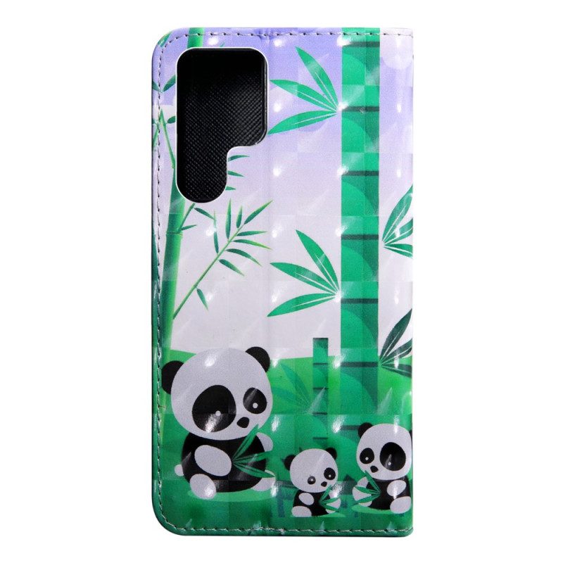 Custodia in pelle Samsung Galaxy S22 Ultra 5G Famiglia Panda