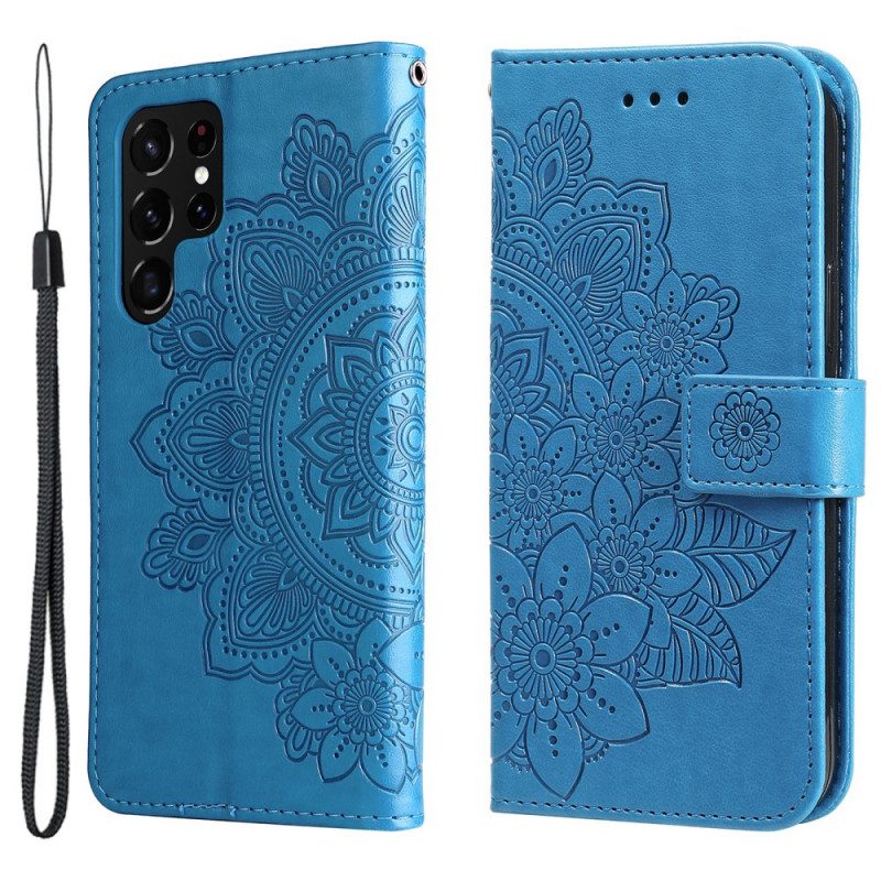 Custodia in pelle Samsung Galaxy S22 Ultra 5G Fiore Mandala