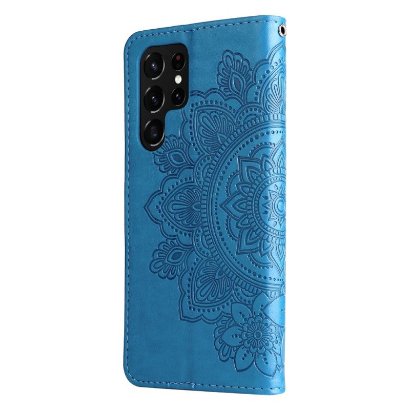 Custodia in pelle Samsung Galaxy S22 Ultra 5G Fiore Mandala