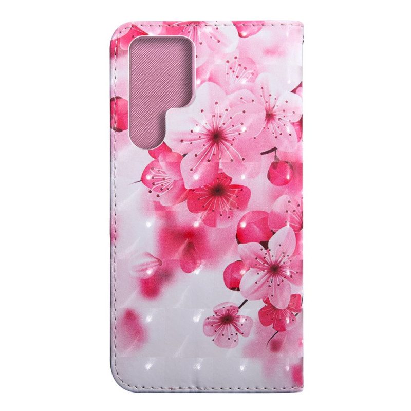 Custodia in pelle Samsung Galaxy S22 Ultra 5G Fiori Rosa