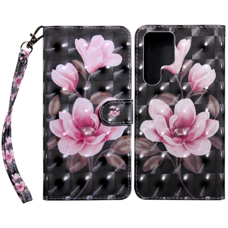 Custodia in pelle Samsung Galaxy S22 Ultra 5G Fiori Sbocciati