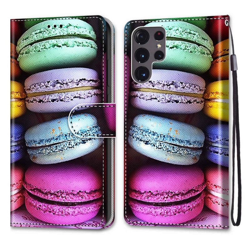 Custodia in pelle Samsung Galaxy S22 Ultra 5G Macarons