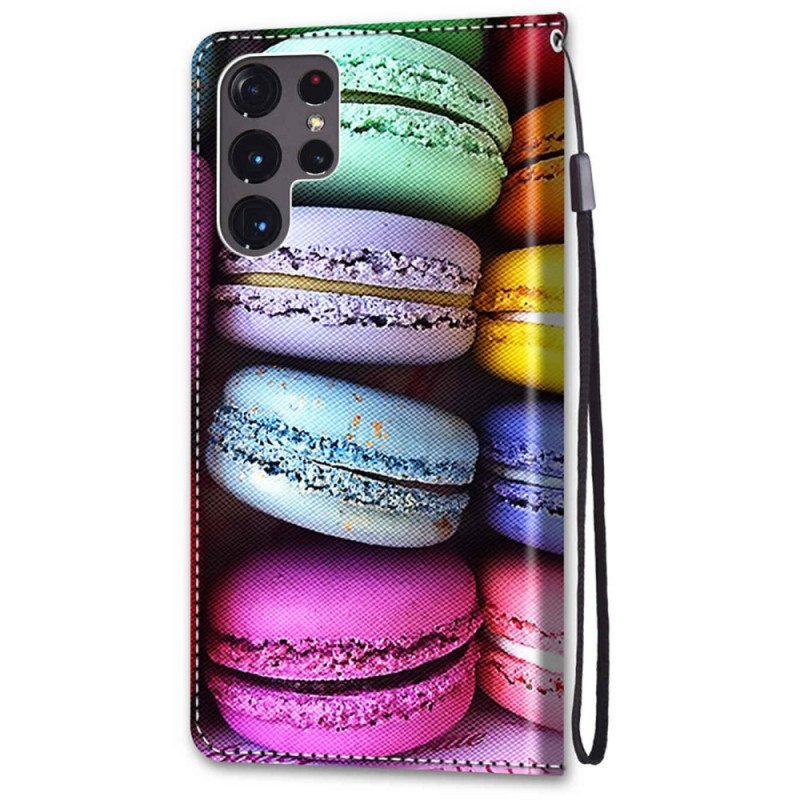 Custodia in pelle Samsung Galaxy S22 Ultra 5G Macarons