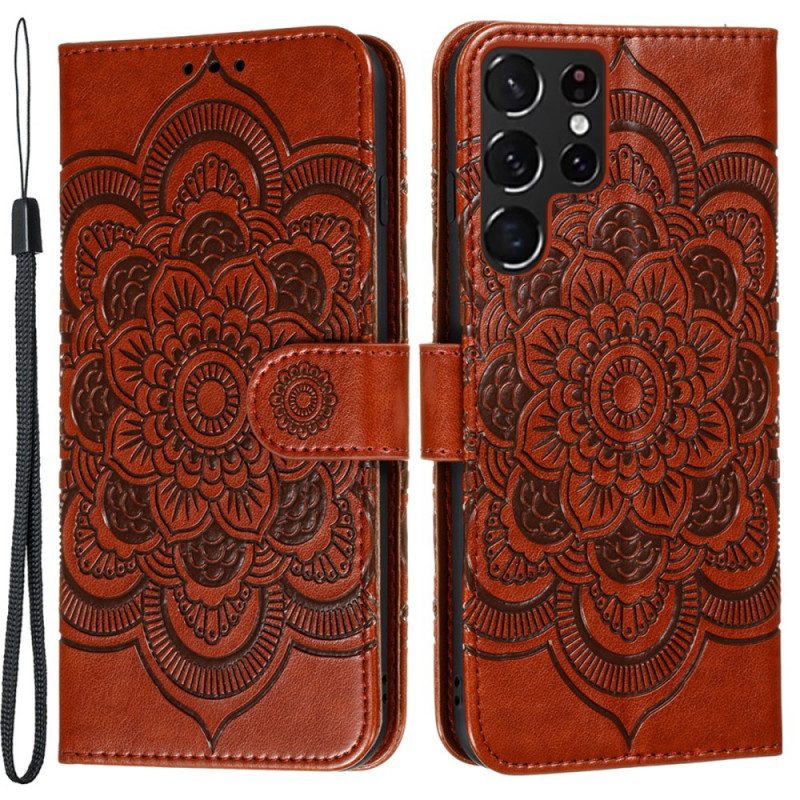 Custodia in pelle Samsung Galaxy S22 Ultra 5G Mandala Completo