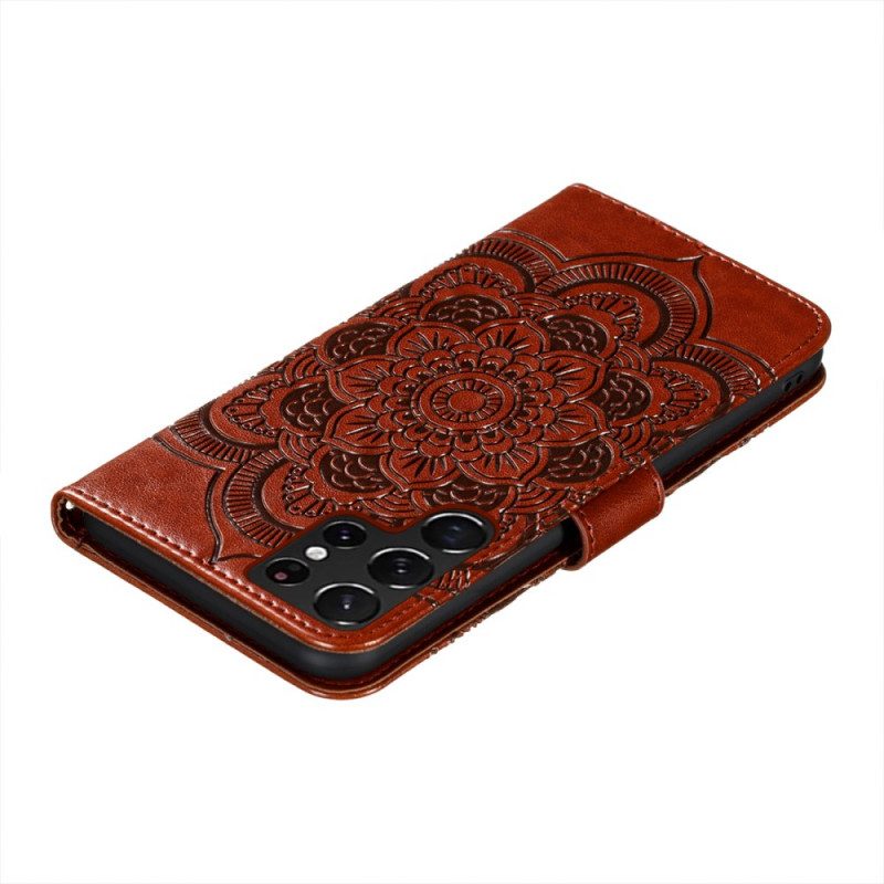 Custodia in pelle Samsung Galaxy S22 Ultra 5G Mandala Completo