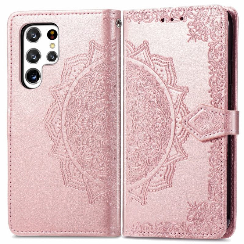 Custodia in pelle Samsung Galaxy S22 Ultra 5G Mandala Medioevo