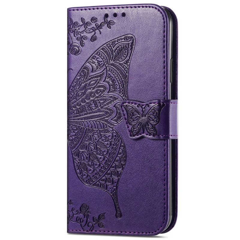 Custodia in pelle Samsung Galaxy S22 Ultra 5G Mezze Farfalle